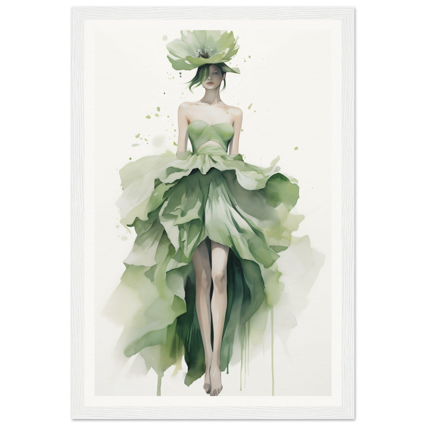 A green dress with a large leaf on the back