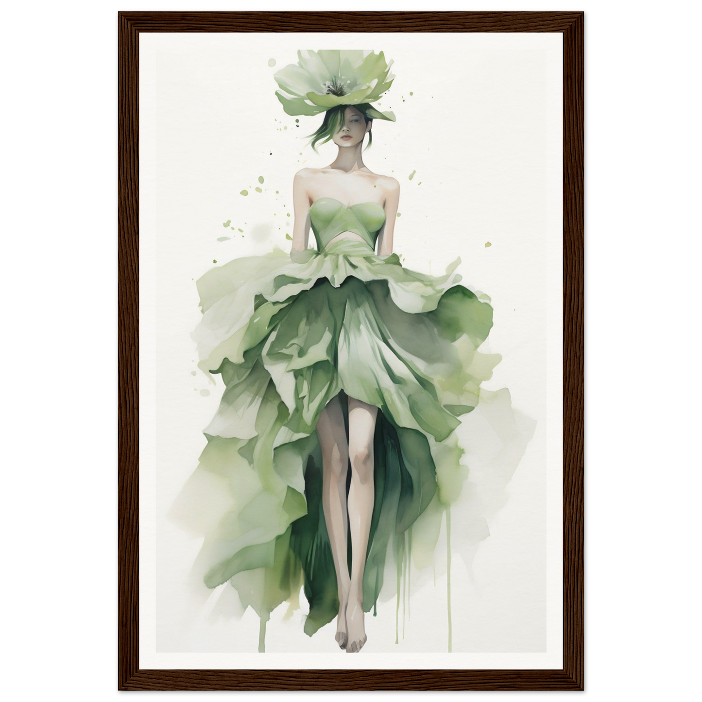 A green dress with a woman’s head in the center