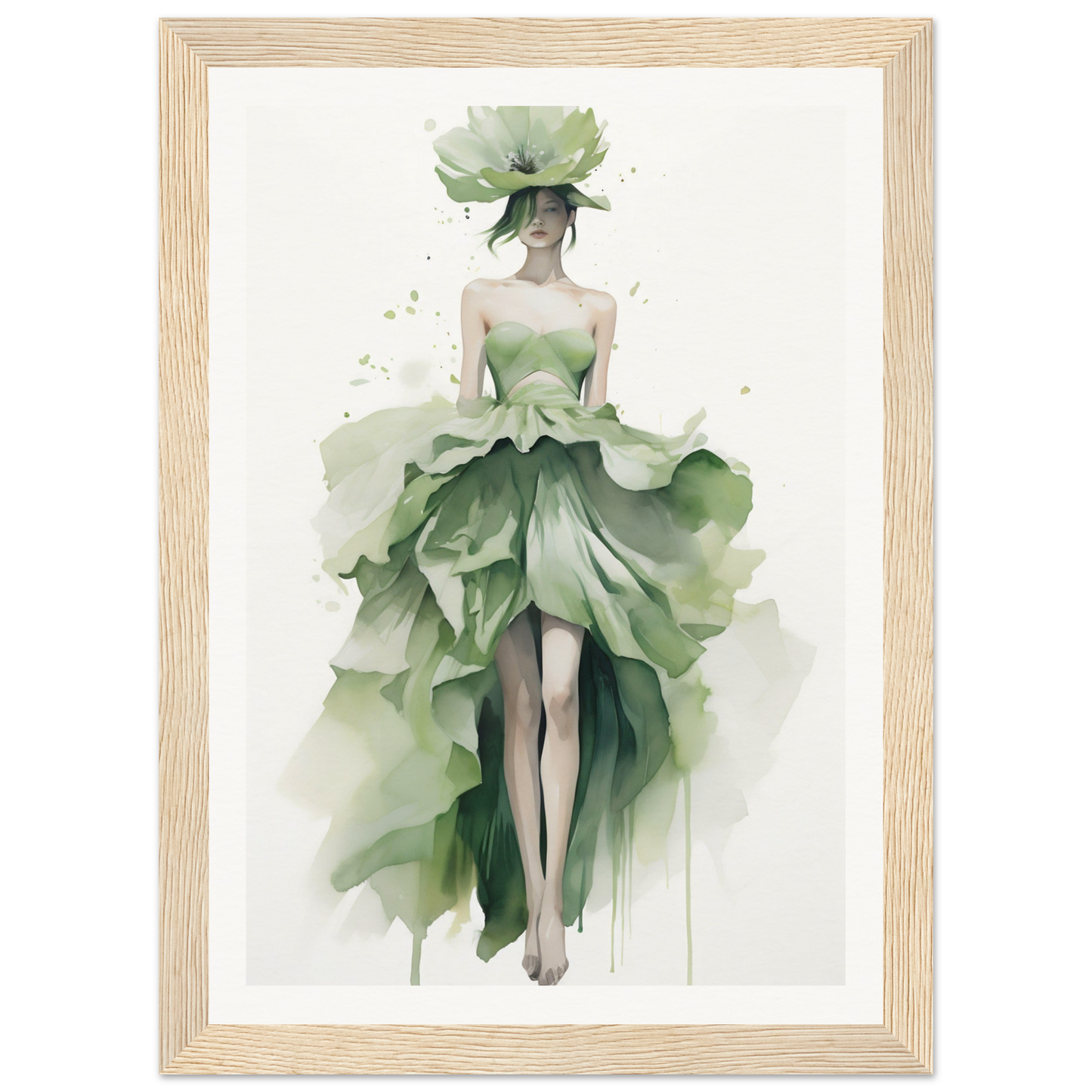 A green dress with a woman’s head in the center