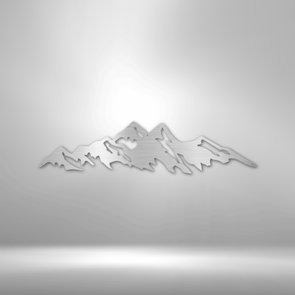 Stylized mountain range outline floating in space.