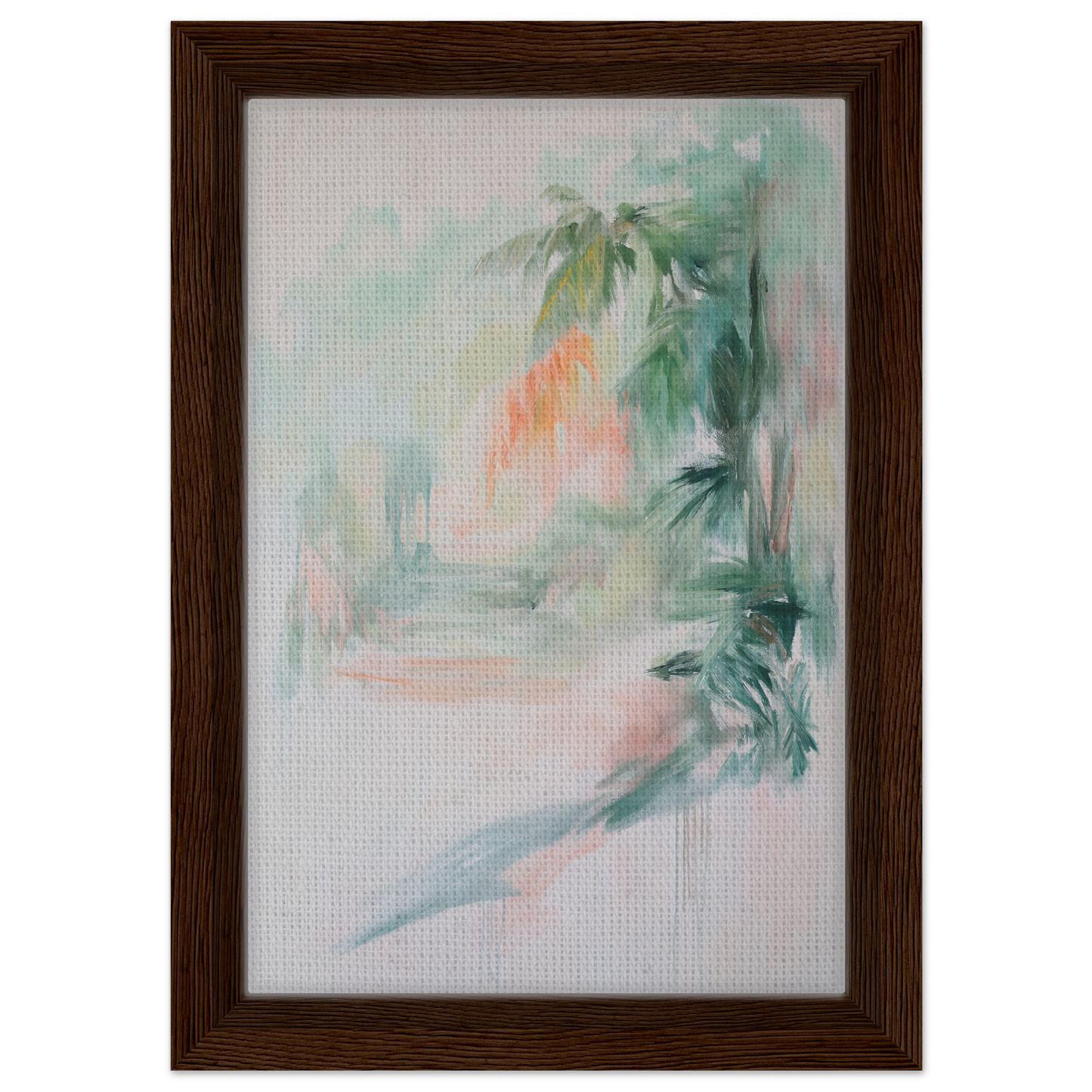 Abstract painting in soft pastels with plant forms for Grove Whispers Dreaming room decor