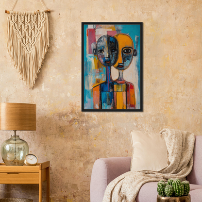 Abstract portrait painting of a cubist face, ideal for Harmonious Color Elixir room decor