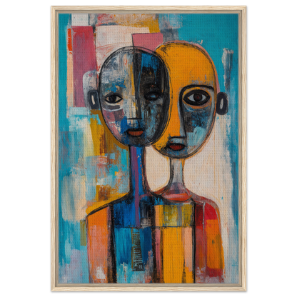 Abstract painting of two faces in bold colors, part of the Harmonious Color Elixir collection