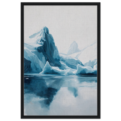 Iceberg reflected in calm blue water on Iceberg Ecstasies framed canvas print