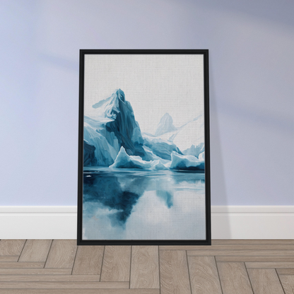 Framed painting of a serene icy mountain landscape for elegant room decor, Iceberg Ecstasies