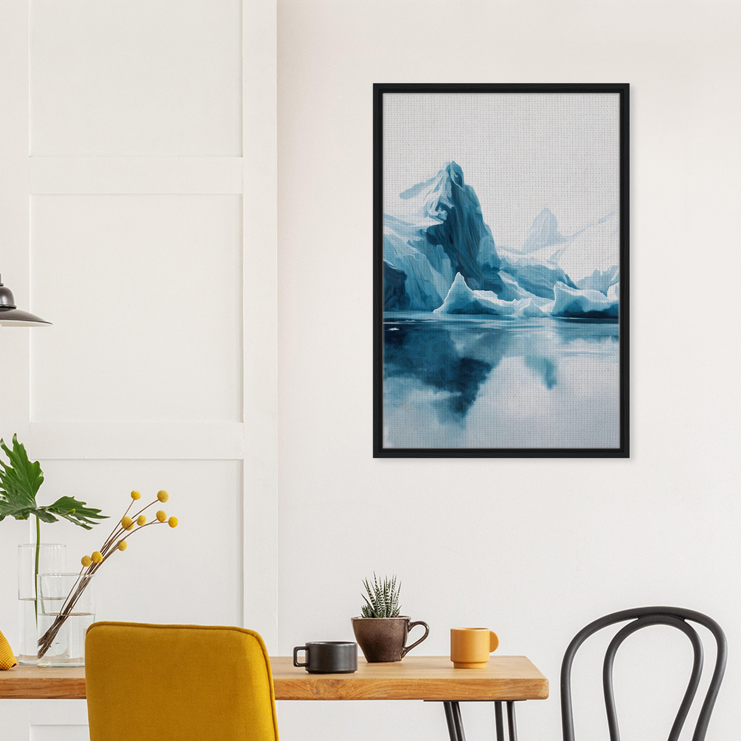 Framed canvas print of Iceberg Ecstasies showcasing a blue iceberg reflection in water