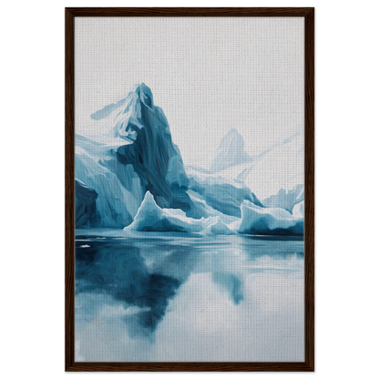 Iceberg Ecstasies artwork featuring blue icebergs reflected in serene water for room decor