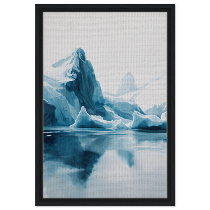 Painting of a blue iceberg reflecting in calm water for Iceberg Ecstasies room decor