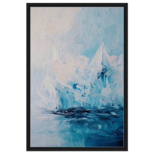 Abstract painting of an iceberg in blue and white, featured in Iceberg Elegy framed canvas print