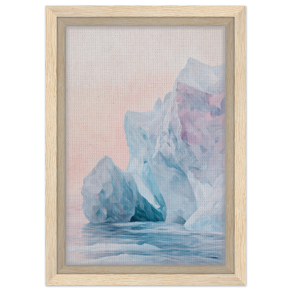 Pastel-colored iceberg painting in light wood frame, part of Iceberg Ephemeron Ballet collection