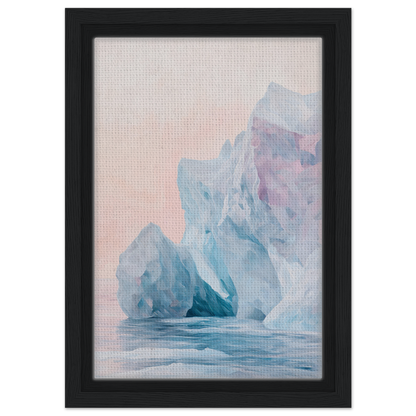 Framed canvas print of Iceberg Ephemeron Ballet in soft blue and purple hues