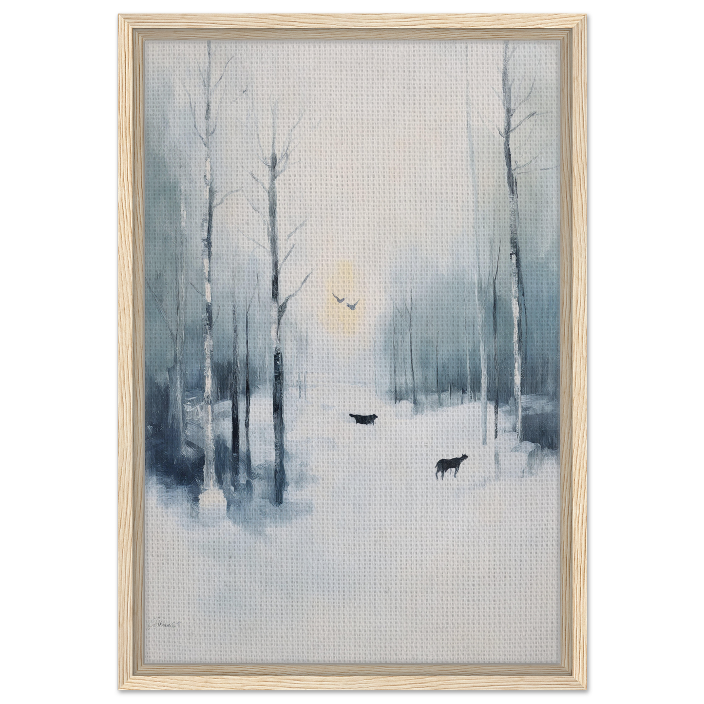 Framed canvas print of icicle wilderness thrum featuring a misty winter forest scene