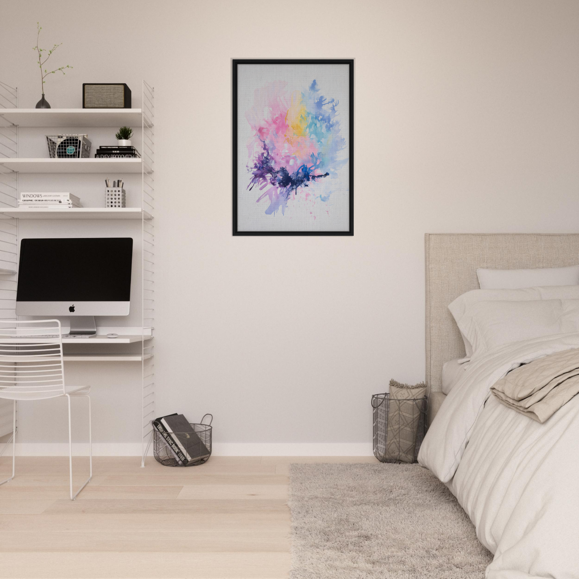 Framed canvas wall art featuring Imbibe Celestial Alchemy in pastel watercolor hues