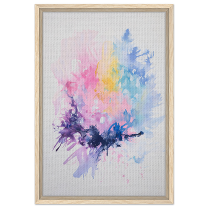 Framed canvas print of Imbibe Celestial Alchemy with abstract pastel watercolor splashes