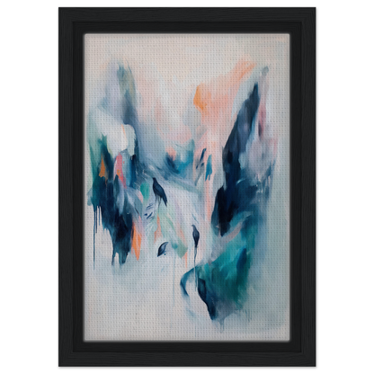 Abstract painting of Infinite Evasion Blues in blue, teal, and peach for room decor