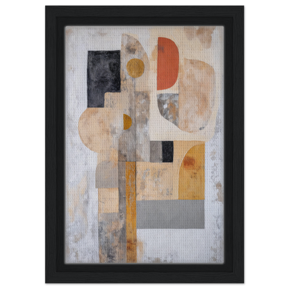 Abstract painting of geometric shapes in muted earth tones for Interlocking Velvet Synapse room decor