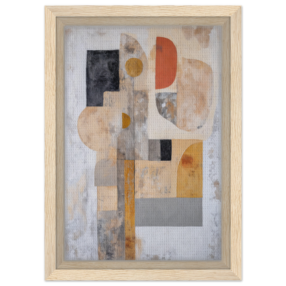 Abstract painting of geometric shapes in muted earth tones for Interlocking Velvet Synapse