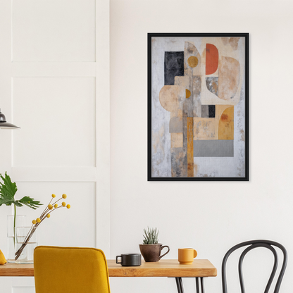 Abstract geometric painting in muted earth tones, part of the Interlocking Velvet Synapse collection