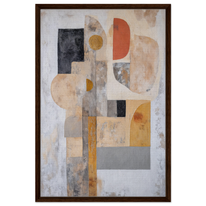 Abstract painting of geometric shapes in earth tones for Interlocking Velvet Synapse room decor