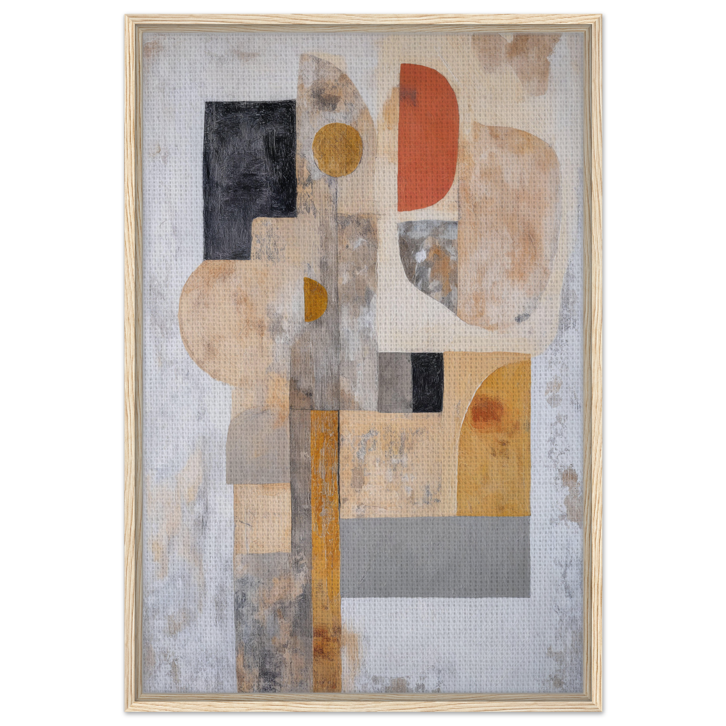 Abstract painting of geometric shapes in muted earth tones for Interlocking Velvet Synapse