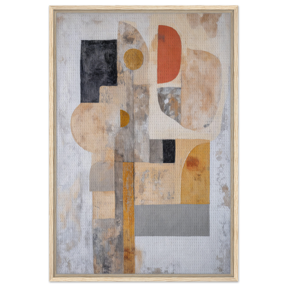 Abstract painting of geometric shapes in muted earth tones for Interlocking Velvet Synapse