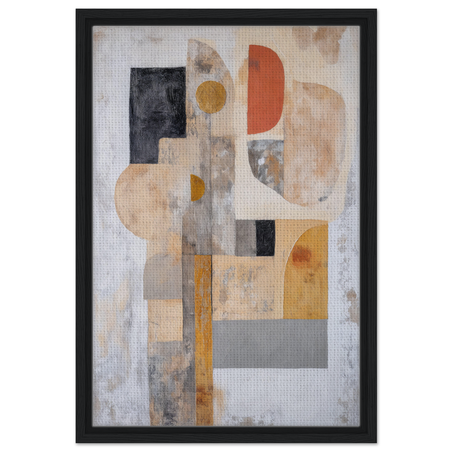 Abstract painting with geometric shapes in earth tones for Interlocking Velvet Synapse