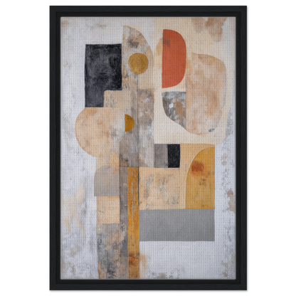 Abstract painting with geometric shapes in earth tones for Interlocking Velvet Synapse