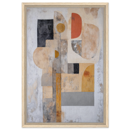 Abstract painting of geometric shapes in muted earth tones, Interlocking Velvet Synapse