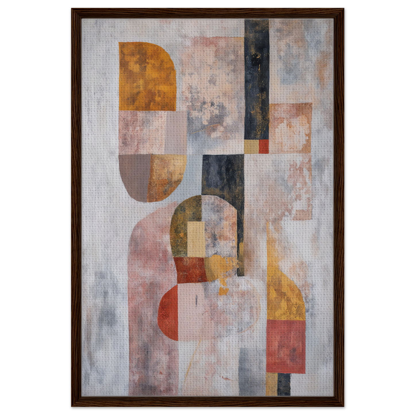 Abstract painting of Interwoven Dream Geometry in earthy tones for stylish room decor