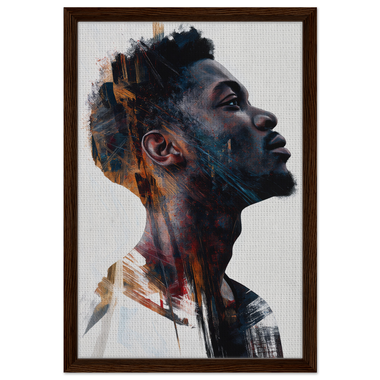 Portrait painting of a young Black man in expressive colors for Introspective Chromatic Aphorism