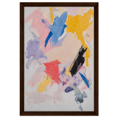 Abstract painting with colorful brushstrokes in a frame for Joy’s Chromatic Fugue room decor