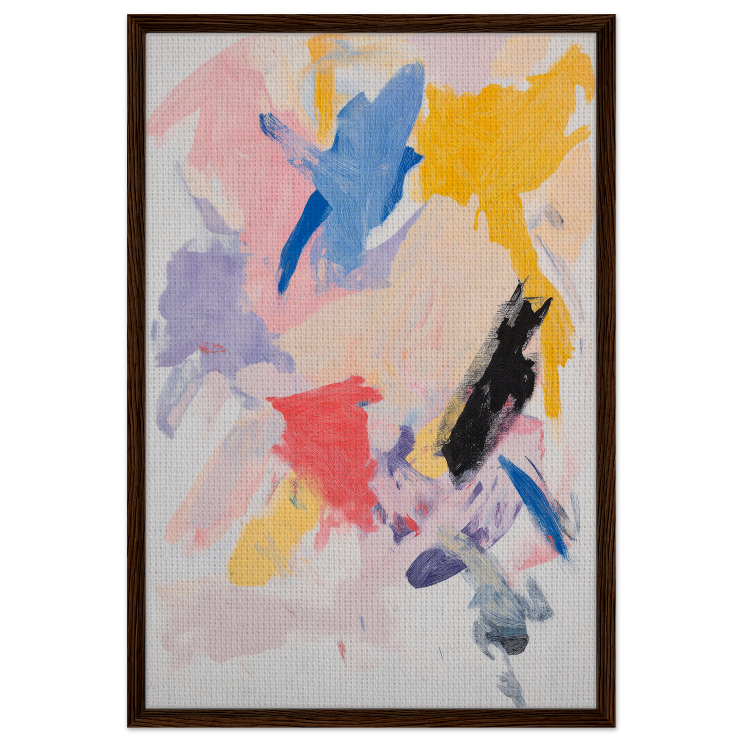 Abstract painting featuring colorful brushstrokes in Joy’s Chromatic Fugue framed canvas print