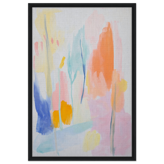 Abstract painting with soft pastel colors in a black frame, Kaleidoscope Reverie Breath