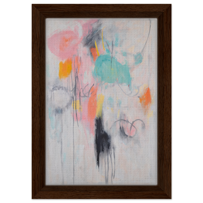 Abstract painting in soft pastels with gestural brushstrokes, framed canvas print of Kaleidoscopic Mindscape Awakens