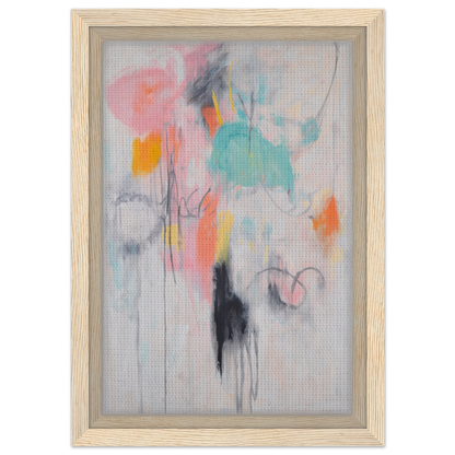 Abstract painting in soft pastels within a light frame, featured as Kaleidoscopic Mindscape Awakens