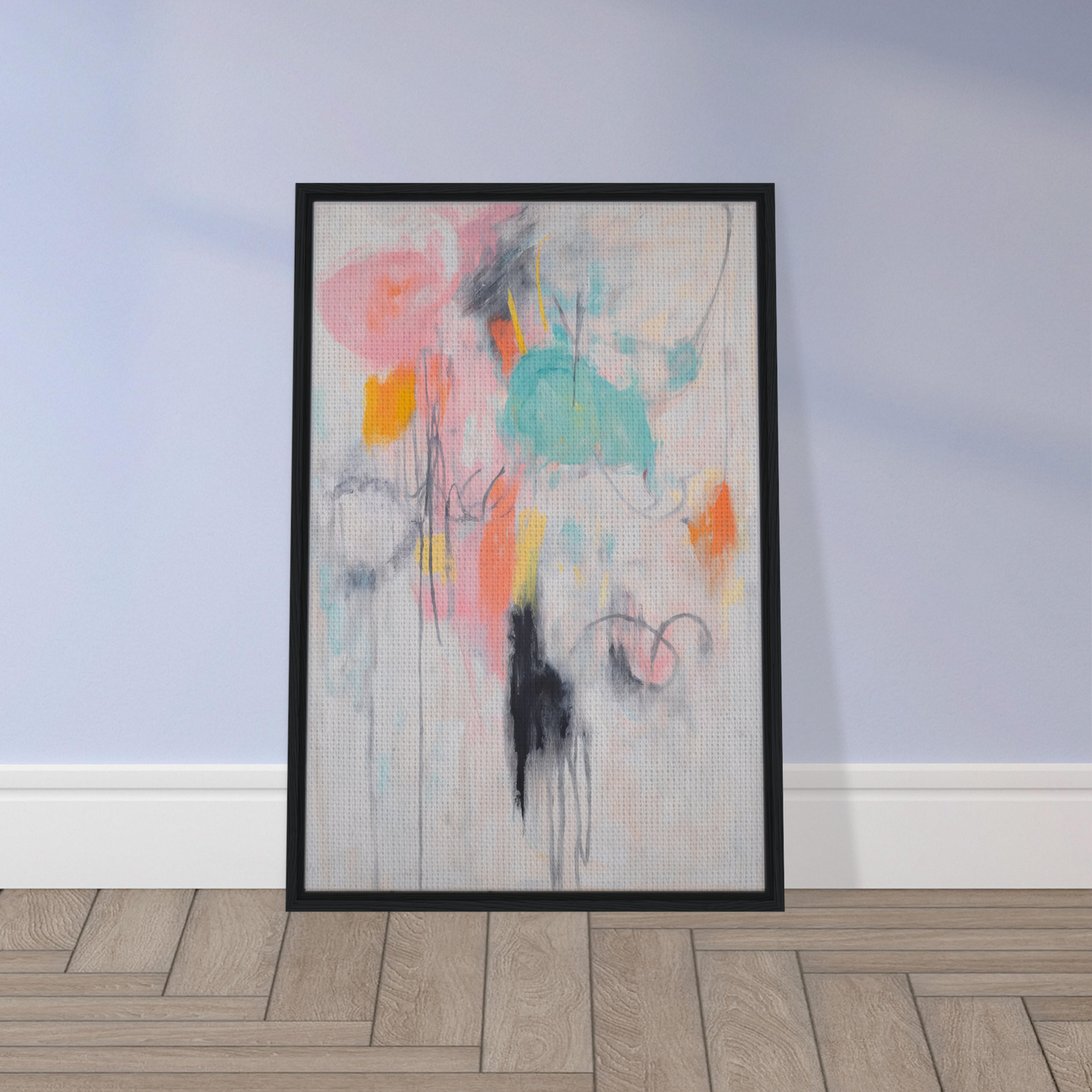 Framed canvas print of Kaleidoscopic Mindscape Awakens in pastel abstract expressionism