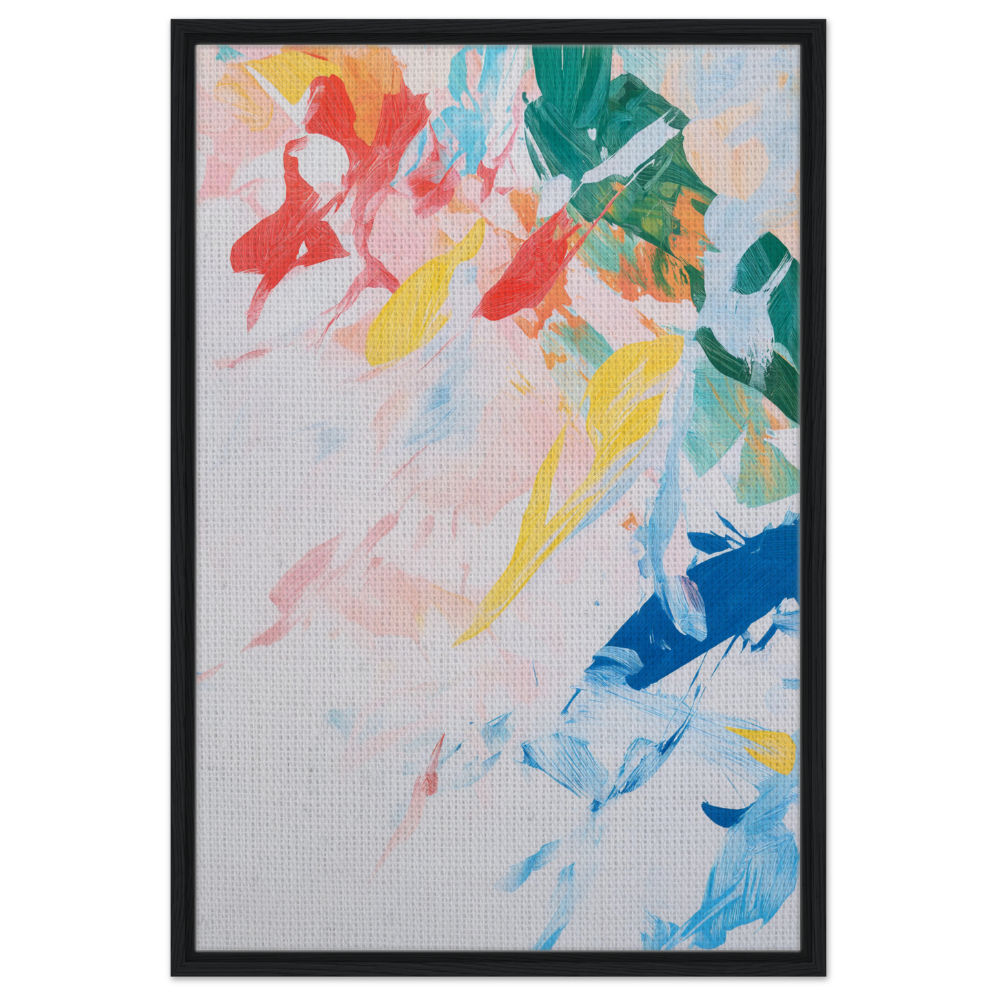 Abstract painting with colorful brushstrokes in black frame for Kaleidoscopic Rhapsody Dance