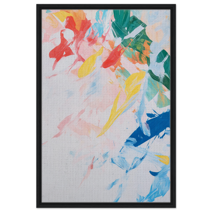 Abstract painting with colorful brushstrokes in black frame for Kaleidoscopic Rhapsody Dance