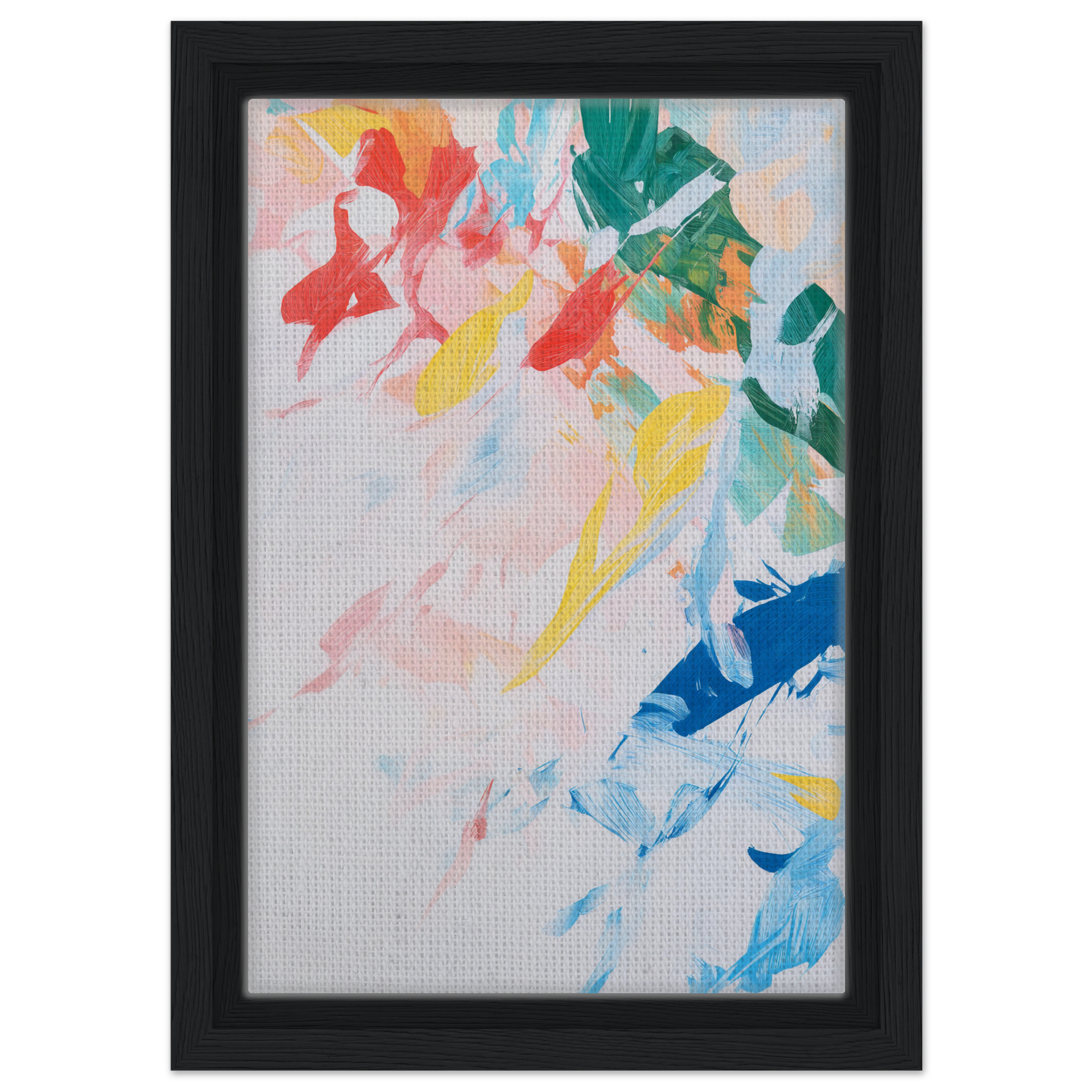 Colorful abstract painting in black frame, perfect for Kaleidoscopic Rhapsody Dance room decor