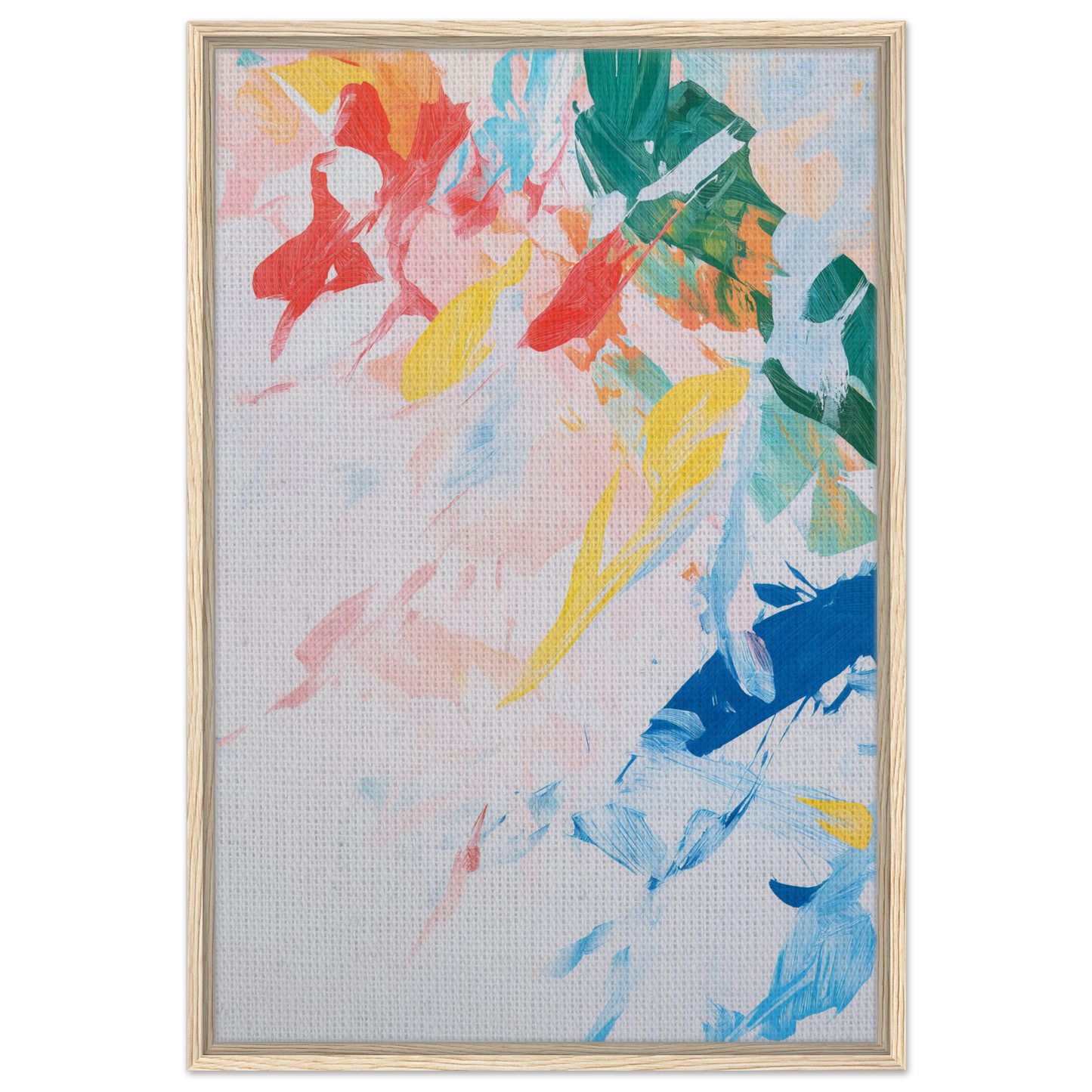 Abstract painting with colorful brushstrokes in Kaleidoscopic Rhapsody Dance framed canvas print