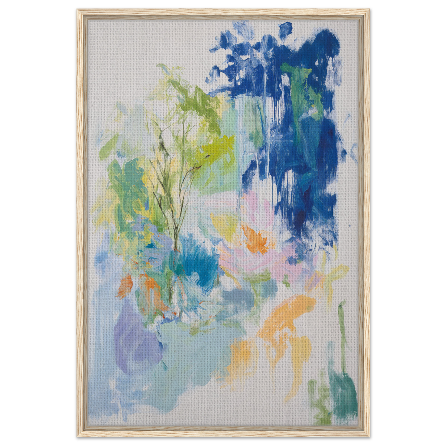 Abstract painting of blue, green, and yellow hues on light background for Kosmic Painted Continental