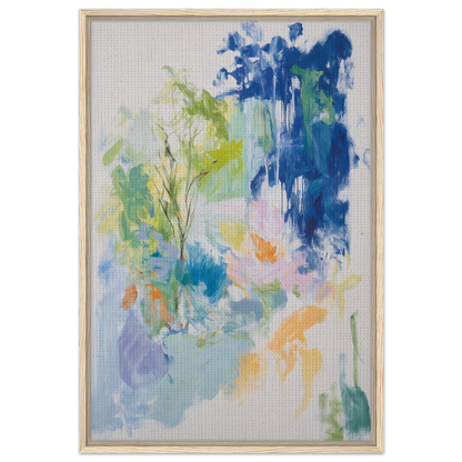 Abstract painting of blue, green, and yellow hues on light background for Kosmic Painted Continental