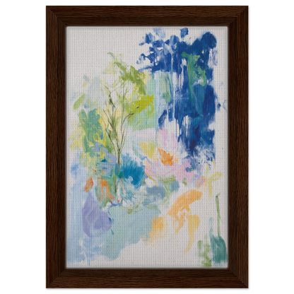 Abstract painting in blue, green, and yellow brushstrokes for Kosmic Painted Continental room decor