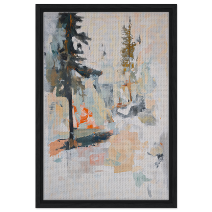 Abstract painting of Latent Arboreal Dreams with muted forest elements for room decor