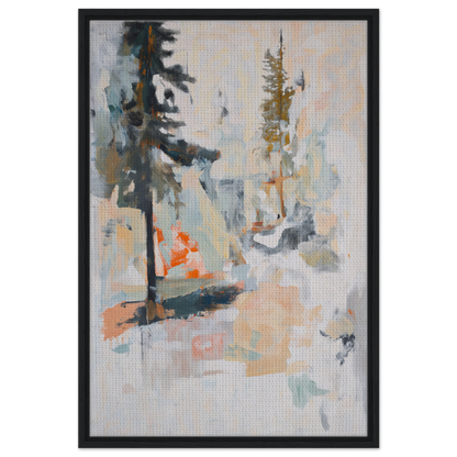 Abstract painting in muted colors and brushstrokes, Latent Arboreal Dreams framed canvas print