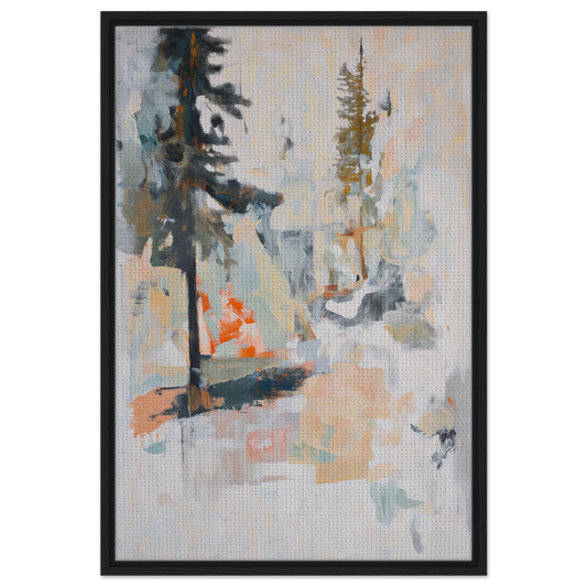 Abstract painting in muted colors and brushstrokes, Latent Arboreal Dreams framed canvas print