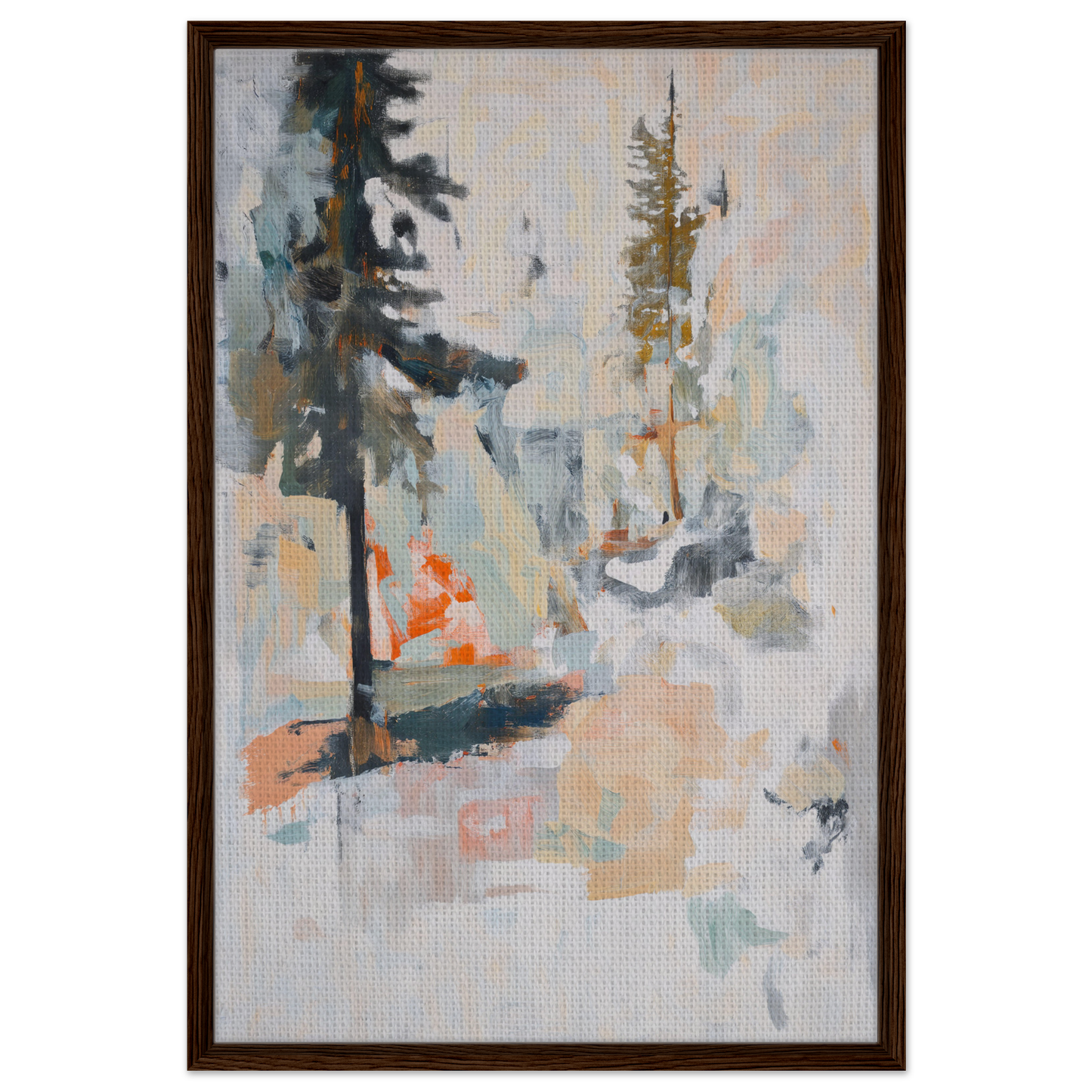 Abstract painting with muted colors and gestural brushstrokes for Latent Arboreal Dreams room decor