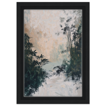 Framed painting of a misty forest from the Leafy Whisper Odyssey room decor collection