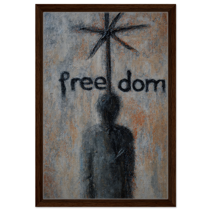 Framed canvas print of Liberation Illusive Dream featuring a shadowy figure and freedom