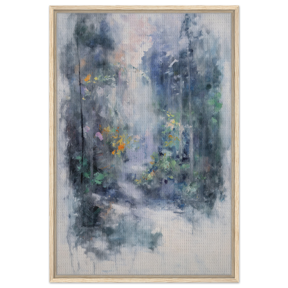 Abstract painting of a misty forest with liquid twilight hues for elegant room decor